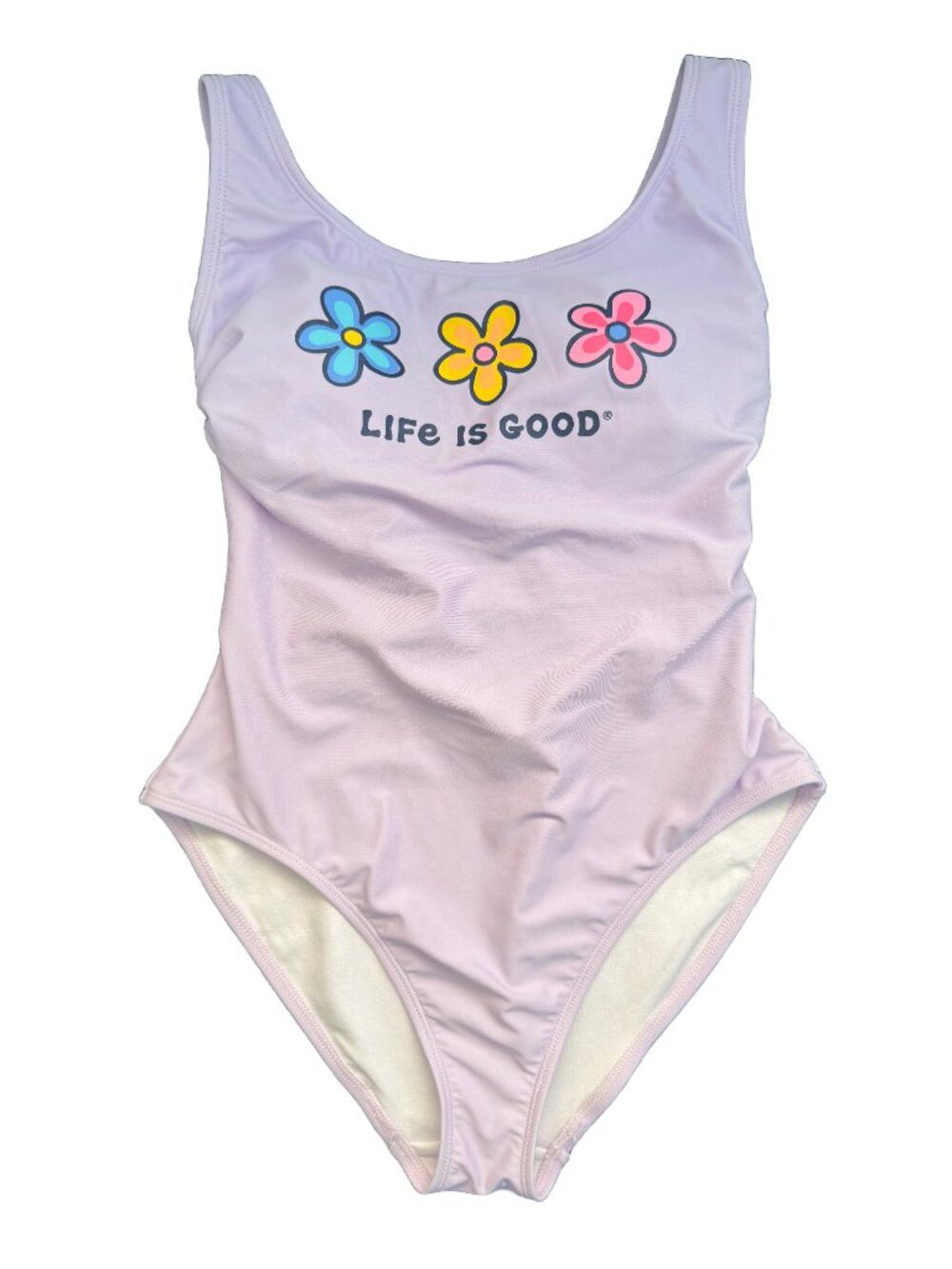 NWT Life is Good One-Piece Graphic Print Swimsuit Small Retro Beach Summer Pool